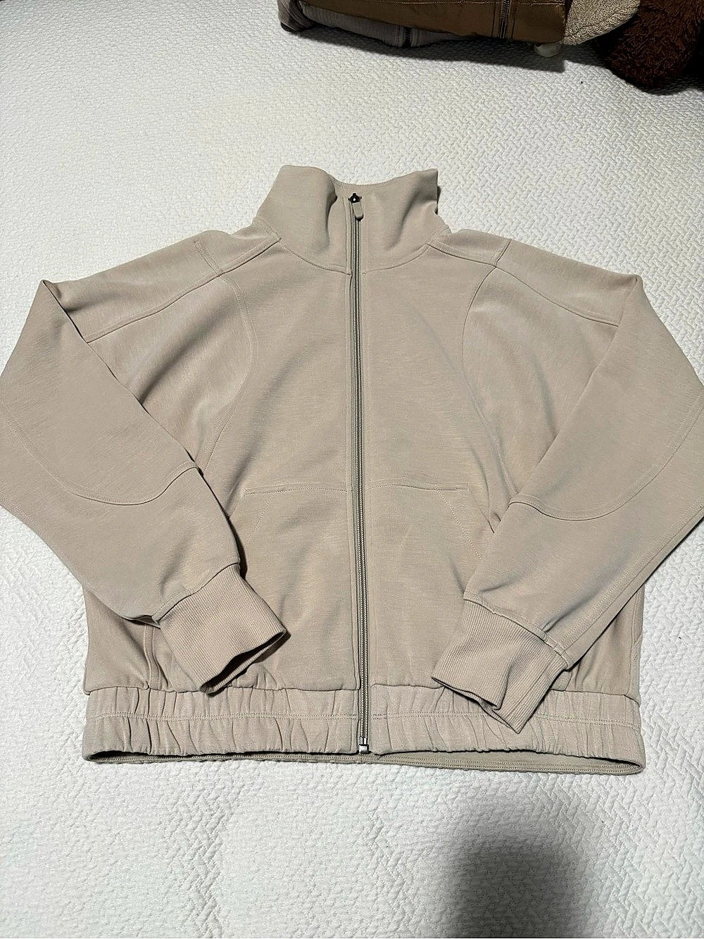 Lululemon Brushed Softstreme Funnel-Neck Zip Up, Like New, Ivory, Size 6